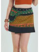 Snap Front Pocket Patchwork Wrap Green Plus Size Skirt 4688